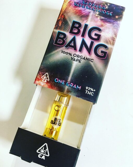 Big Bang Carts premium cannabis vape cartridges displayed, showcasing a variety of strains and highlighting their high quality, potency, and rich flavors